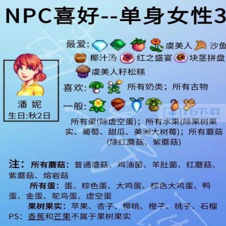 《星露谷物语》单身npc喜好具体内容